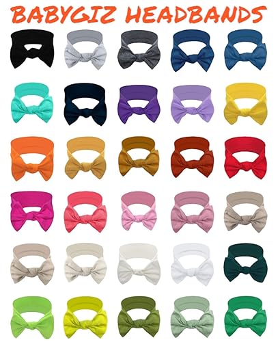 Miniatura 4 de BABYGIZ Diademas para bebé niña, de algodón, hechas a mano, con lazos, accesorios para el cabello infantil (granate, 1)