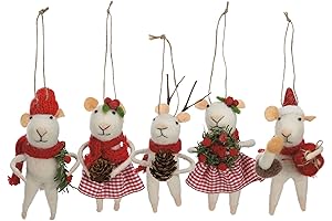 Primitives by Kathy 5-Piece Felt Mice Christmas Decorations