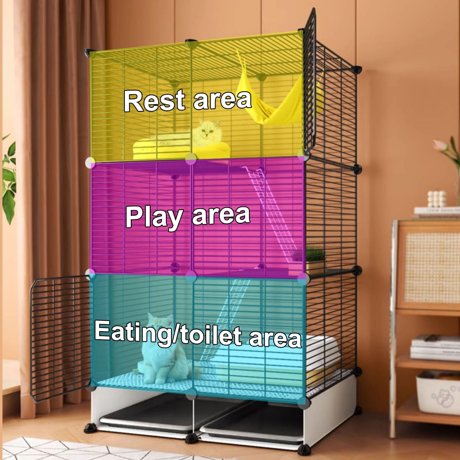 Jaula de metal desmontable para gatos para exteriores, ideal para conejos, chinchillas, ardillas, jaulas de interior disponibles