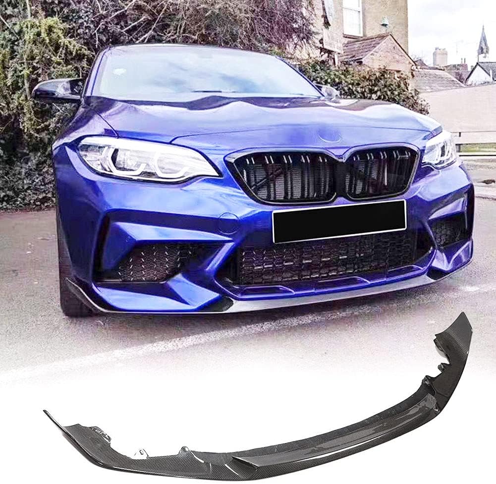 MCARCAR KIT Real Carbon Fiber Front Bumper Lip Spoiler Splitters Fits for BMW 2 Series F87 M2 Competition M2C Coupe 2018-2020 Factory Outlet CF Chin Spoiler Splitter Protector