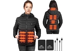 Women's Heated Jacket with 2pack 10000mAh Battery Pack, 8 Areas Water/Wind Resistant Heating Coat