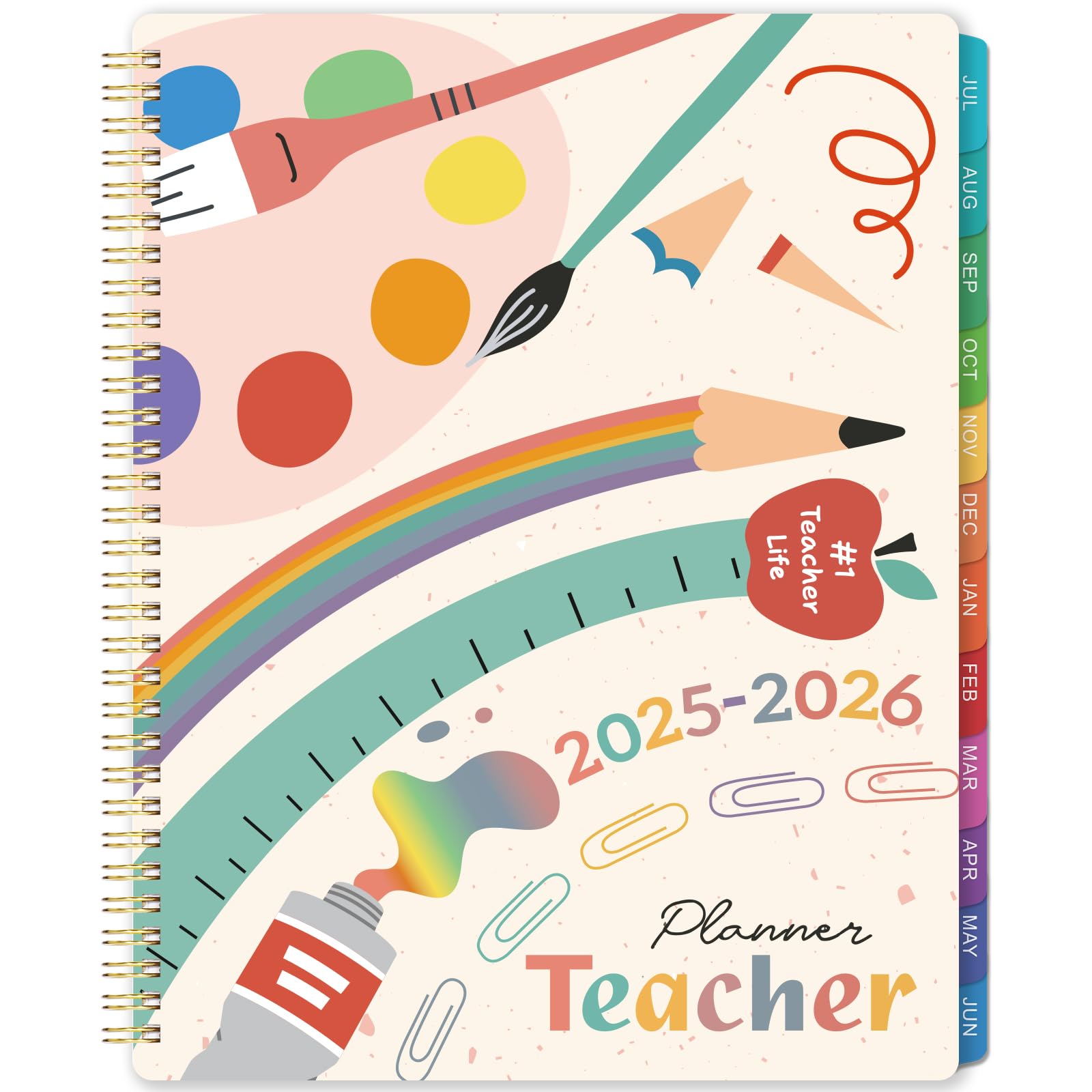 Teacher Planner 2025-2026 - Teacher Lesson Planners 2025-2026 from July 2025- June 2026, Academic Planner for School Year with Colorful Tabs and Inner Pocket, 8.5" x 11"