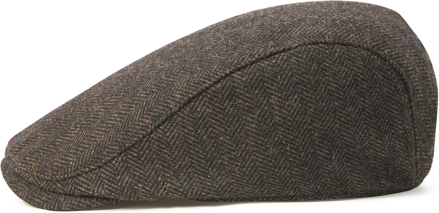 Men Wool Blend Flat Cap Tweed Newsboy Ivy Hat - Image 2