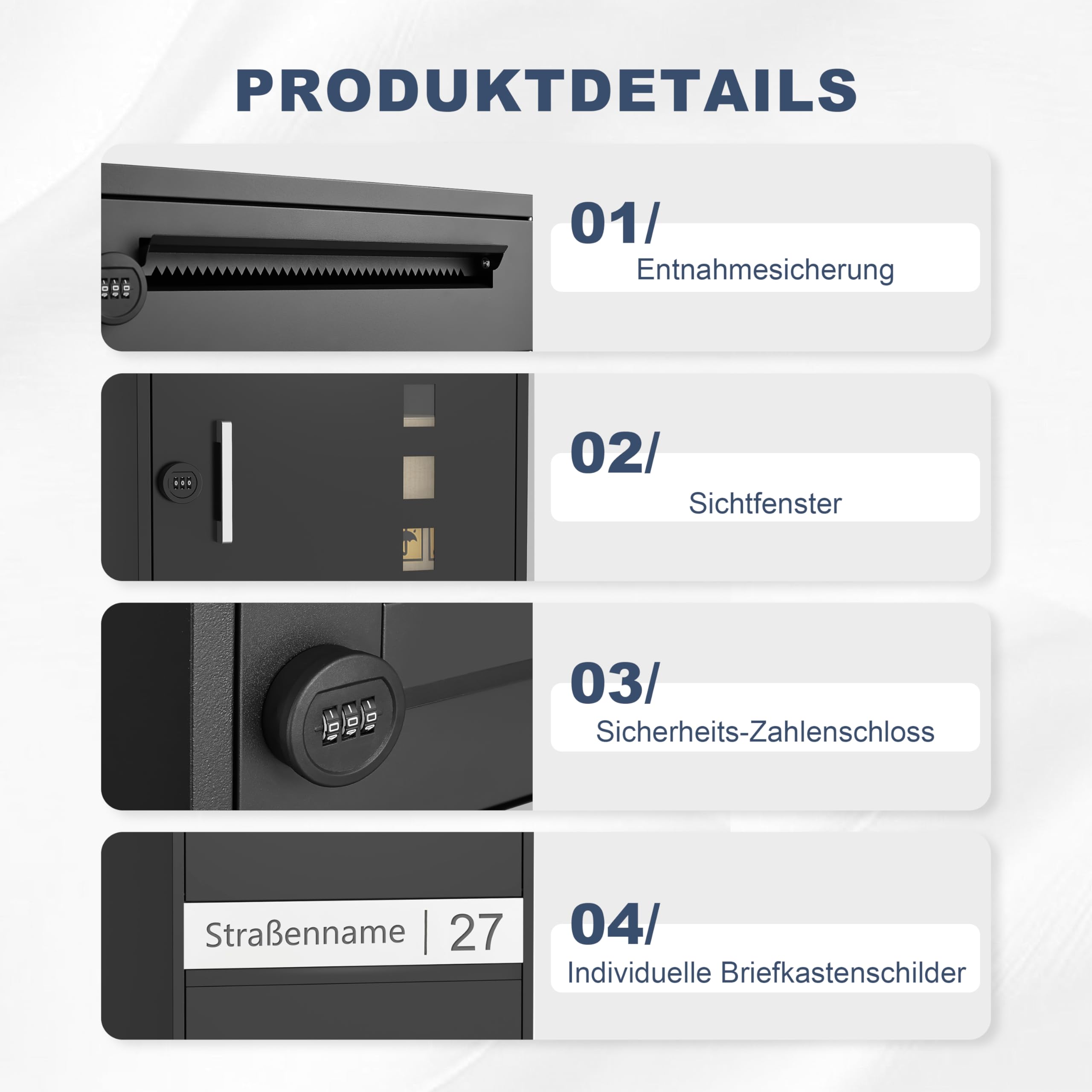 Paketbriefkasten Metall mit Zahlenschloss personalisiert
