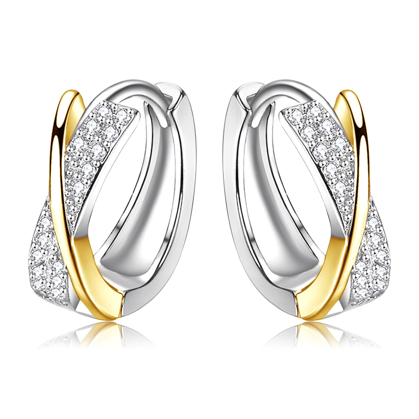 Creolen Silber 925, Ohrringe Silber 925 mit Zirkonia für Damen Mädchen, Klein Creolen Silber Huggie Schlafen Knorpel Ohrringe 10mm