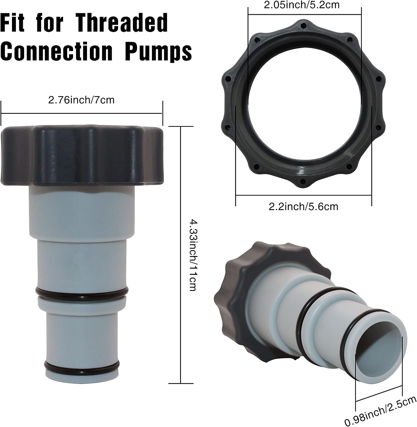 ARU (Pair) Hose Adapter w/Collar Replacement for Intex Fit For Threaded Connection Pumps