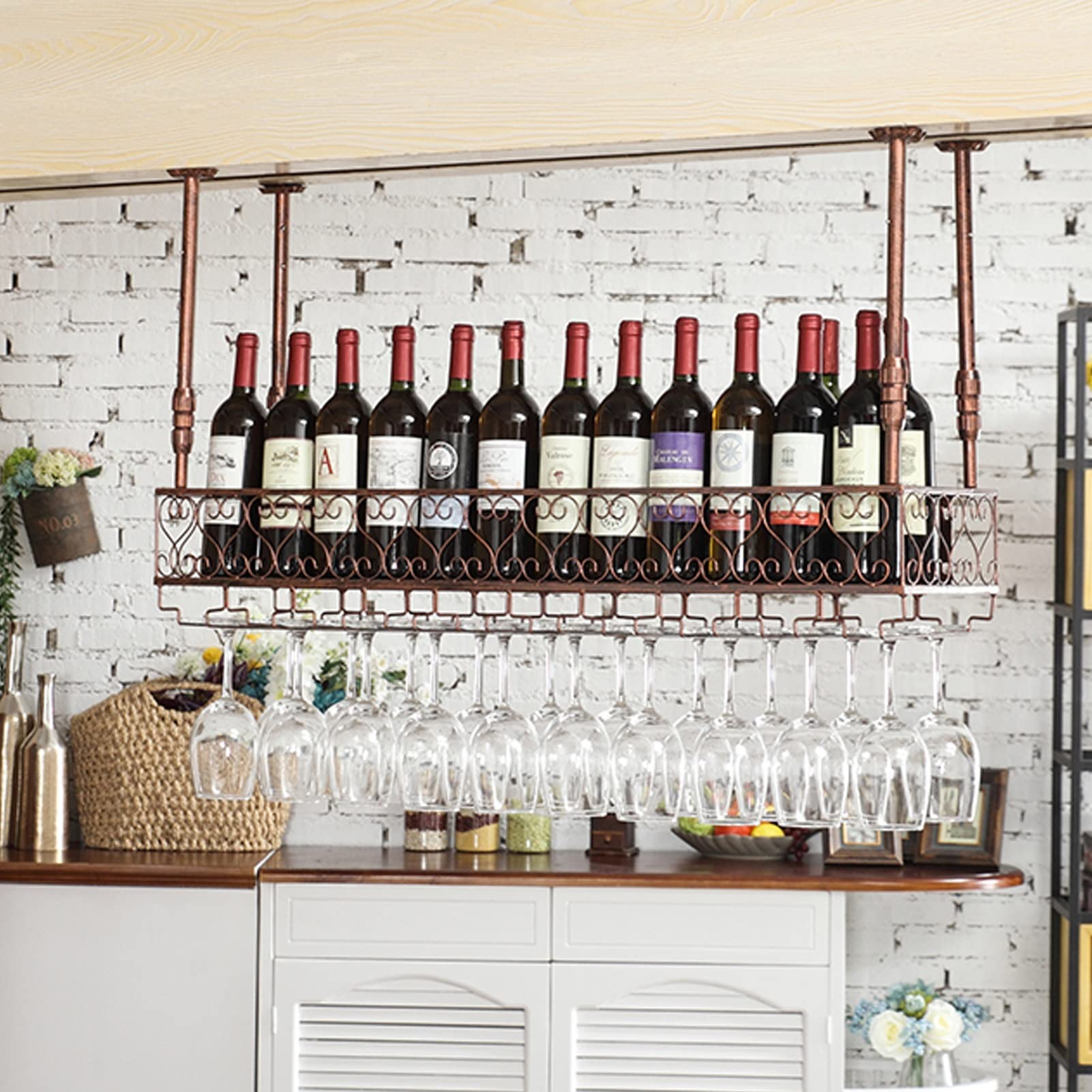 Support de stockage de vin d'affichage haut de gamme en métal bronze brossé