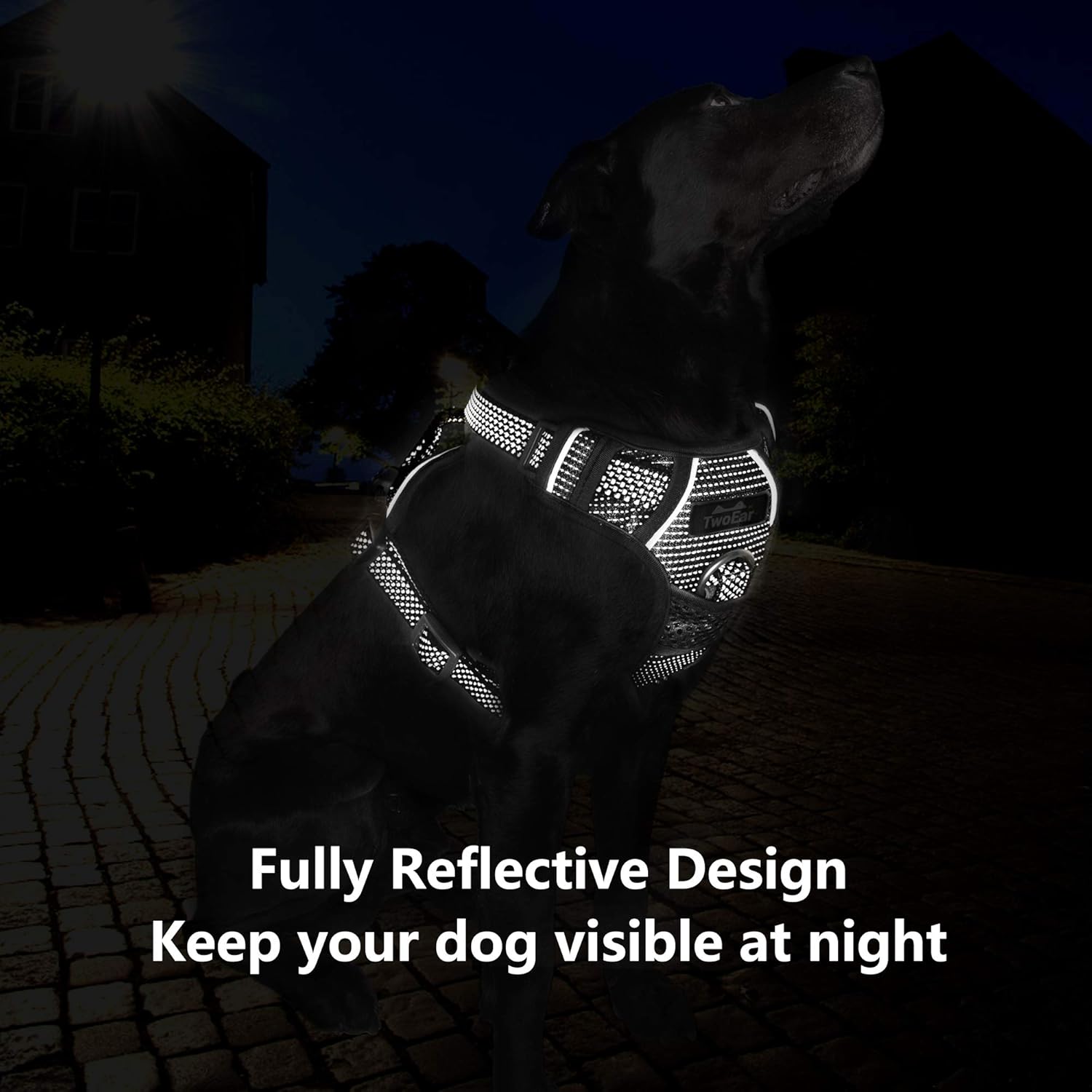 TwoEar Dog Harness, No Pull Reflective Harness Front Clip Easy Control Handle Adjustable Soft Padded Pet Vest for Puppy Small Medium Large Dogs Breed Pet(Extra Large,Black)