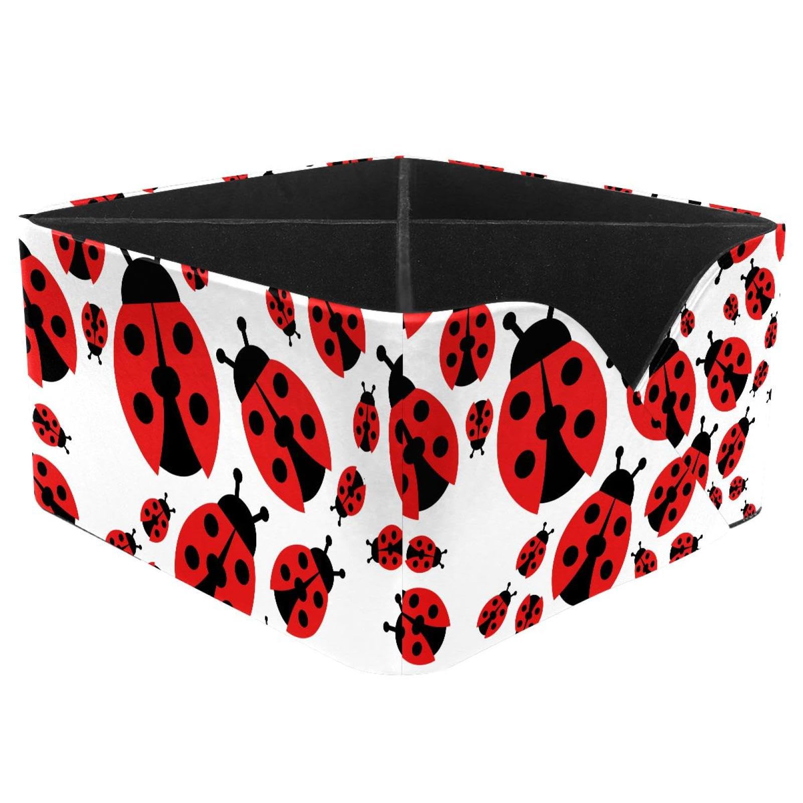 KengjuTesu Ladybugs Print Ladybirds Desktop Organizer Pen Holder, Rectangular Pencil Cup for Office, Study and Makeup Stations