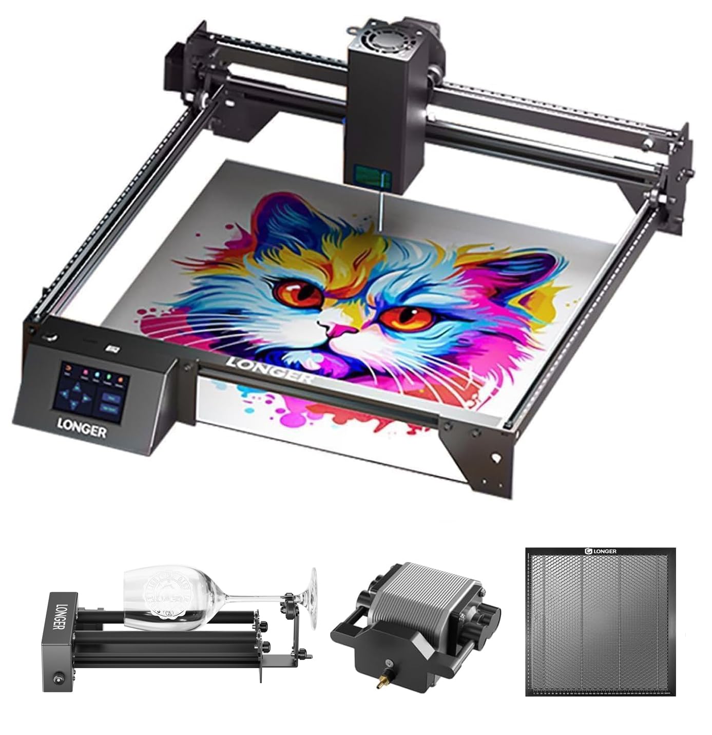 RAY5 20W Laser Engraver 20000mW Output 32-bit Motherboard, App Offline Control, DIY Engraver Tool for Metal/Glass/Wood Engraving Area 14.7"x14.7"Engraving Speed of 10,000 mm/min