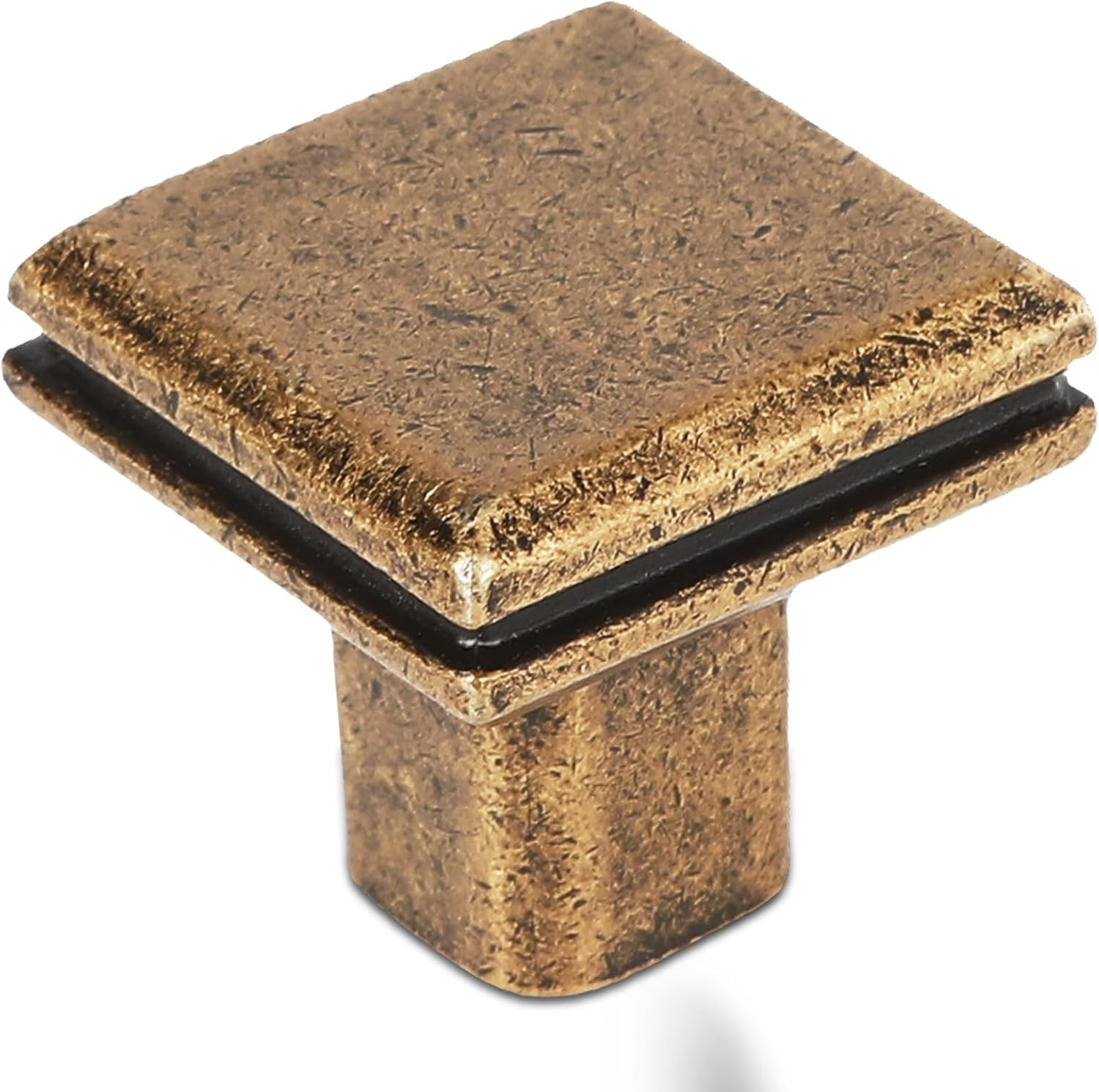 6 Pack Antique Brass zinc Alloy Solid Cabinet Knobs,Vintage Brass Single Hole Drawer Square knob