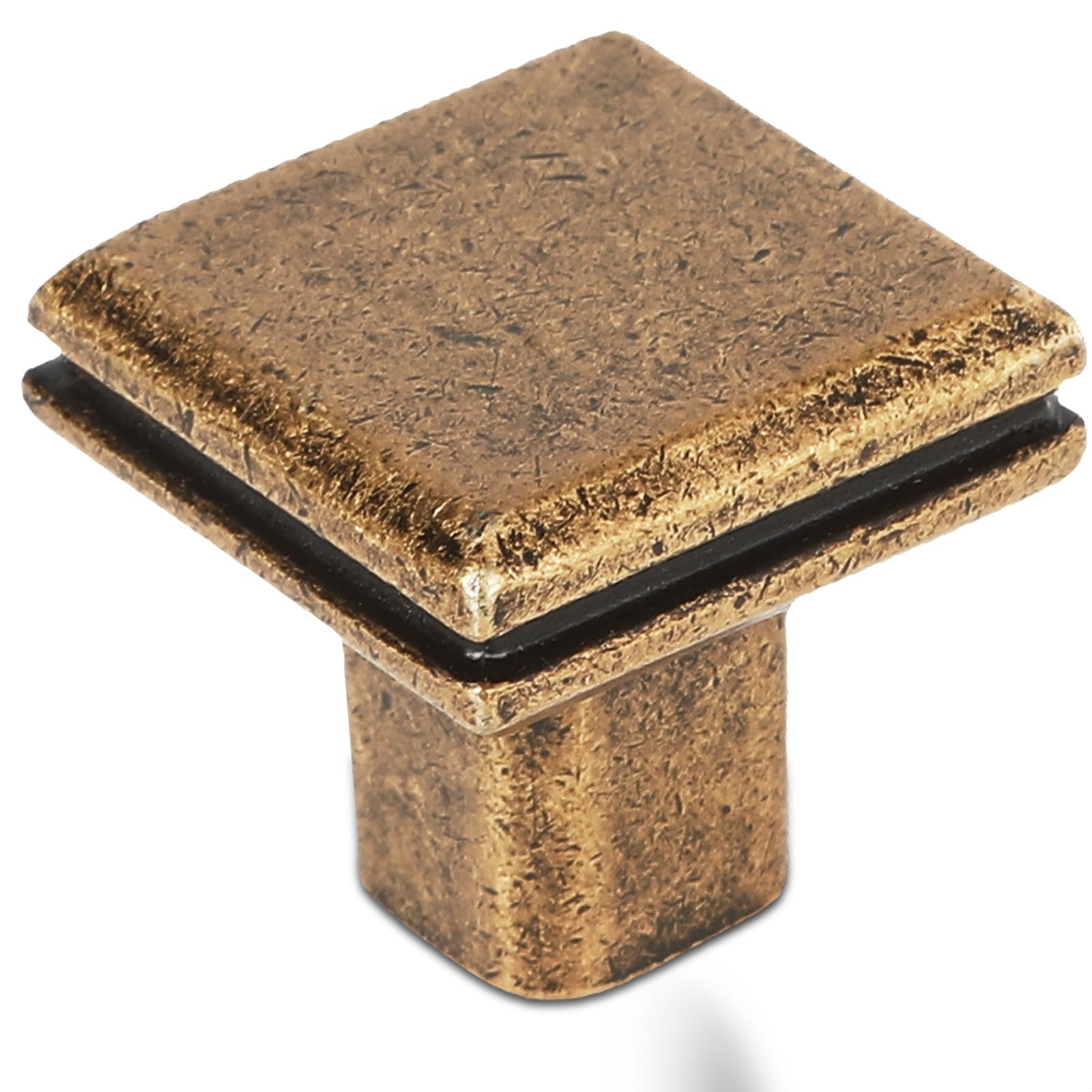 Vicycmc 6 Pack Antique Brass zinc Alloy Solid Cabinet Knobs,Vintage Brass Single Hole Drawer Square knob