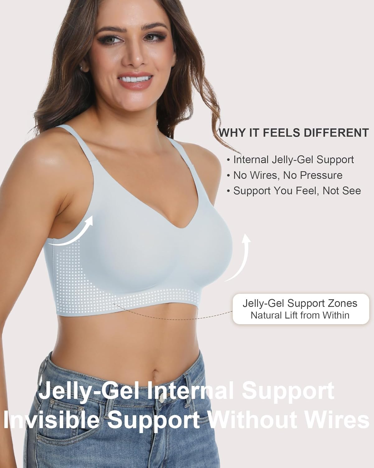 Vinfact 3 Pack Womens Wireless No Underwire Comfort Soft Bras Pullover Jelly Support Seamless Sleep Tshirt Everyday Bralette - Image 3