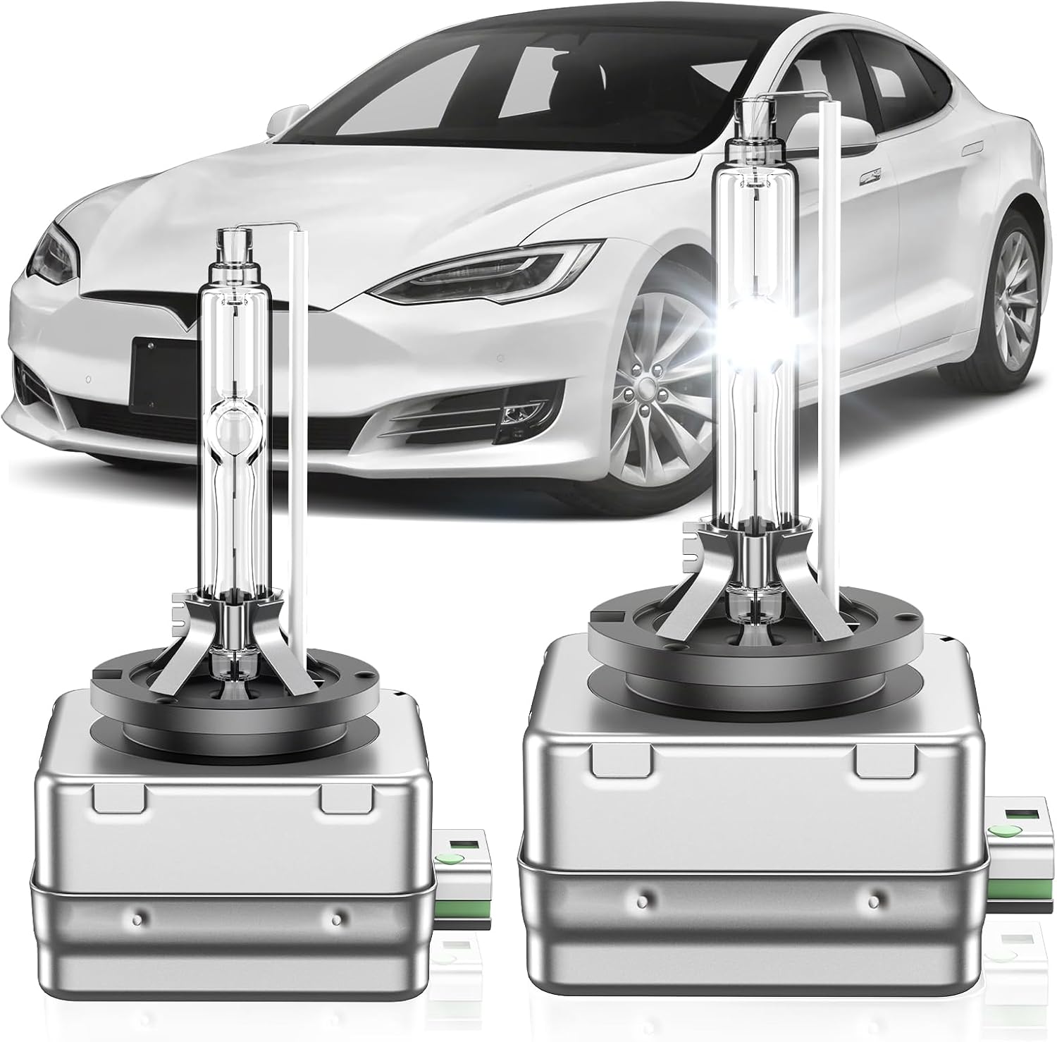 Fit for Tesla 2012-2016 Model S Maserati 2014-2020 Quattroporte 2017-2023 Levanti D3S HID Xenon Headlight Bulbs, High Low Beam Light Bulb, 6000K Cool White, Plug and Play, Pack of 2