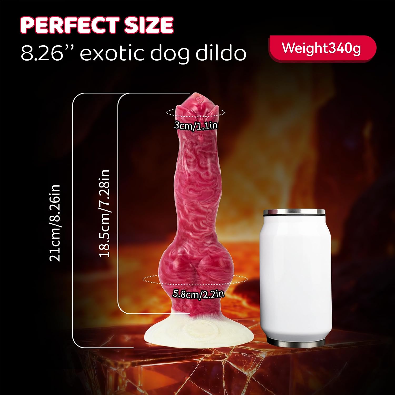 Monster Dildo Dog Knot Sex Toy with Suction Cup, 8inch Realistic Long Pink Silicone Knotted Dildo Anal Plug Toys Dragon Dildo for Women Lesbian and Men Couples Strap on Sex Game