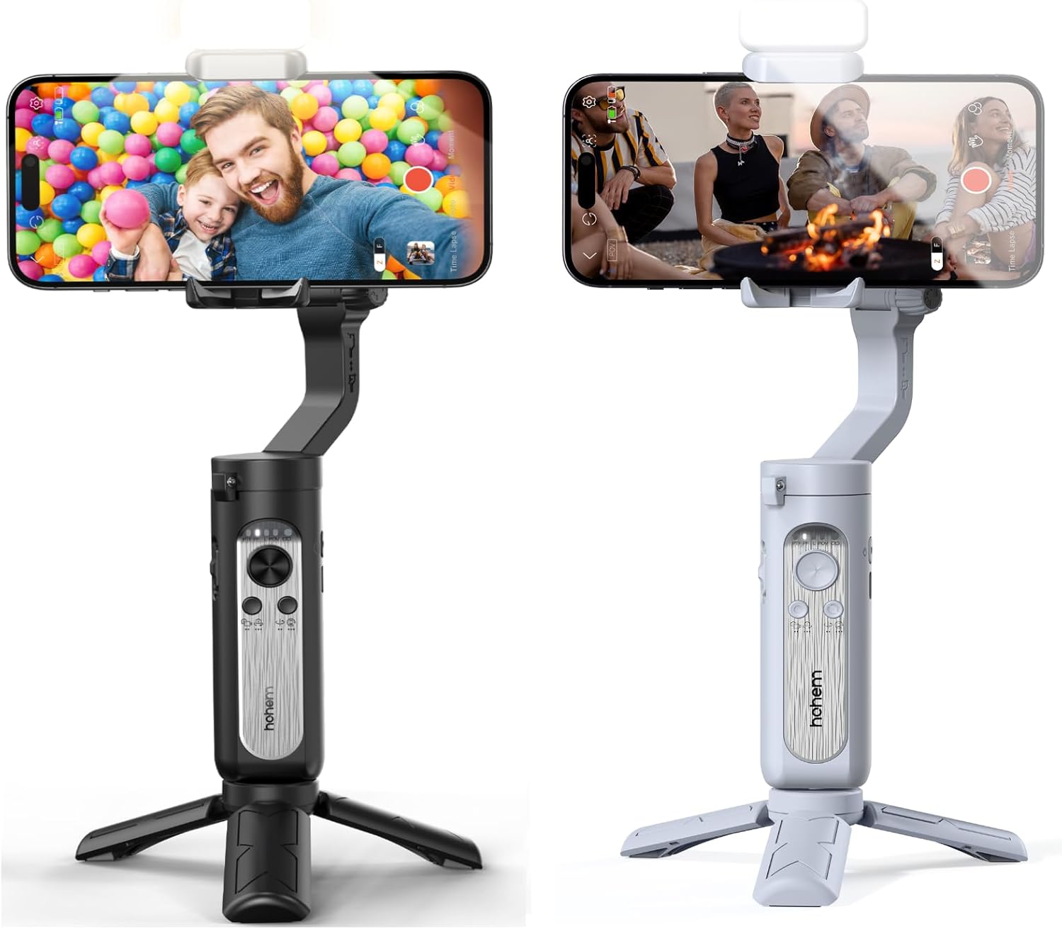 hohem XE Kit Gimbal Stabilizer for Smartphone, 3-Axis Gimbal for iPhone & Android with Magnetic Adjustable Fill Light (Grey&Black)