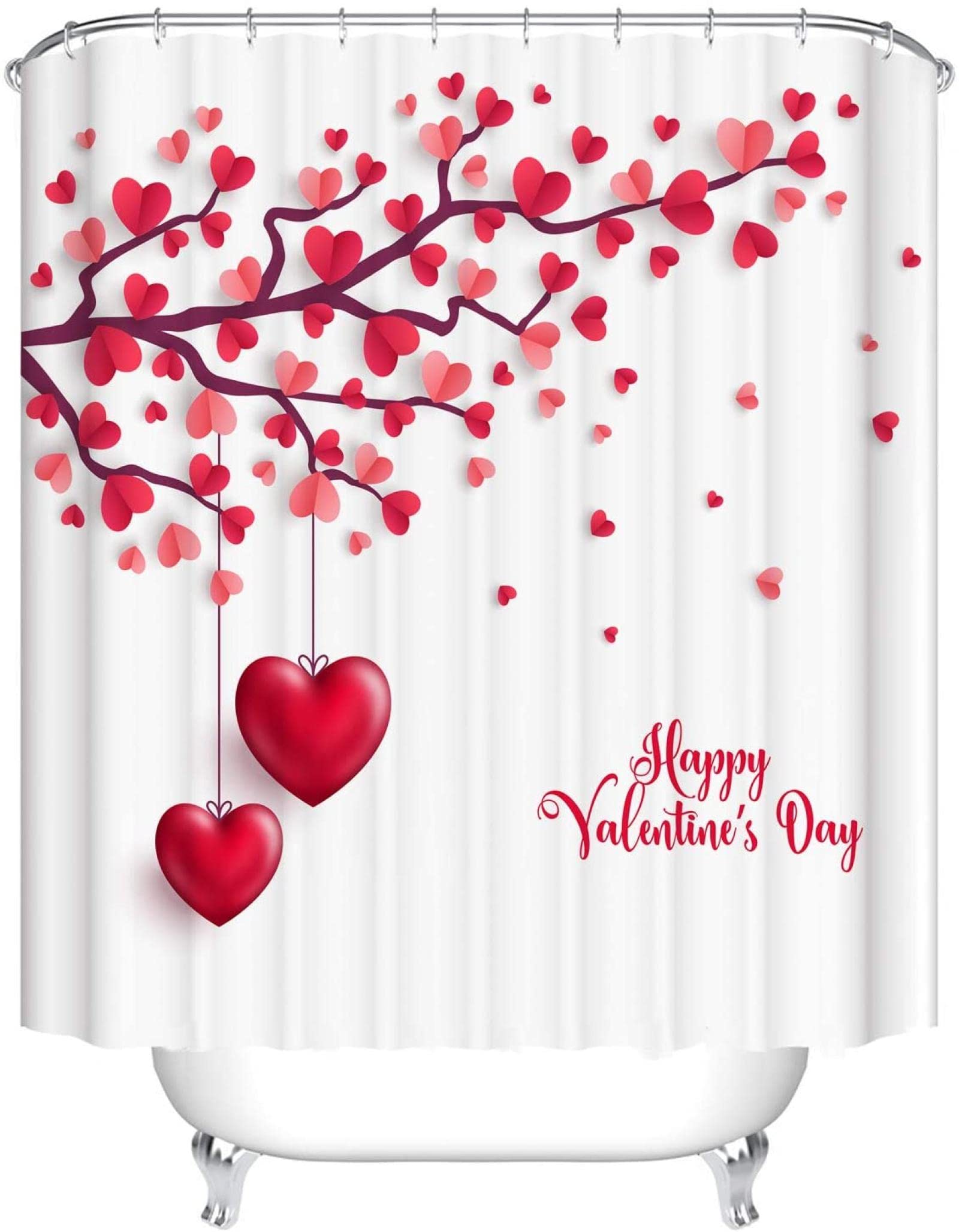 Duschvorhang Valentine's Day – 183 X 183 Cm, Wasserdichter Polyester, Mit Zwergen-Paar-Motiv Und Haken