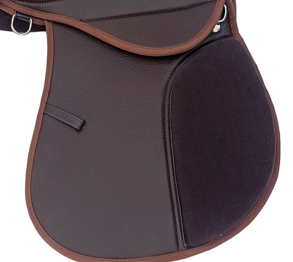 Sella per cavalli sintetici, larghezza 45 cm, colore: Nero e Marrone