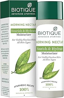 Biotique Morning Nectar Flawless Skin Moisturizer l Prevents Dark spots, Blackheads and Blemishes l Visibly Flawless Skin l Nourishes and Hydrates Skin l All Skin Types l 120ml