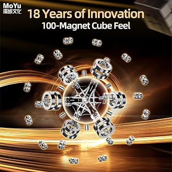 Moyu Super Weilong V2 18th Anniversary Edition 3x3 Magnetic MagLev Speed Cube 20 Magnetic Ball Cores with Dual Adjustment Magnetic System