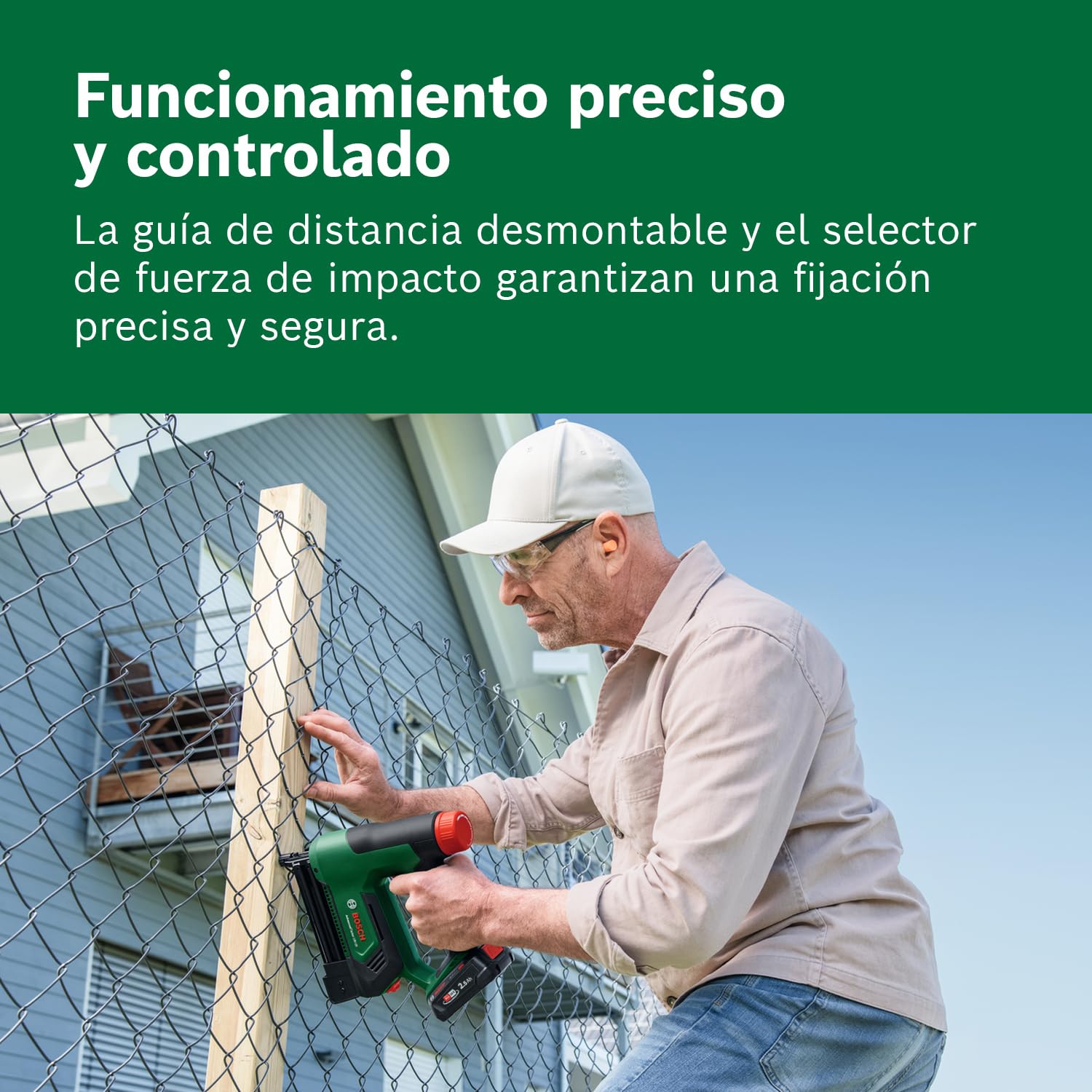 Bosch 18V System grapadora/clavadora a batería AdvancedTacker 18V-25 (grapado/clavado 2 en 1; grapas, clavos, guía distancia y boquilla protectora guía alambre incl.)