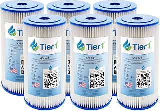 Tier1 5 Micron 10 Inch x 4.5 Inch | 6-Pack Pleated Polyester Whole House Sediment Water Filter Replacement Cartridge | Compatible with Culligan CP5-BBS-D, Pentek CP5-BB, W5CPHD, Home Water Filter