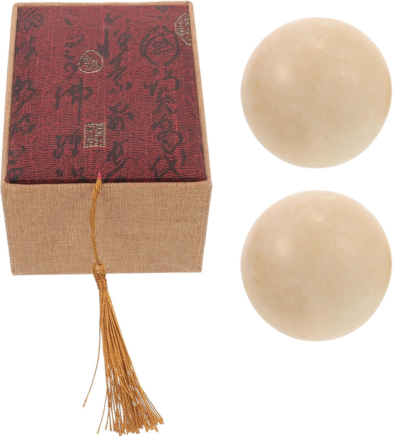 Jade Hand Massage Balls Set Portable Box, Small Palm Rolling Massage Balls for Hand Exercise, Wrist Relaxation, and Stress Relief Therapy