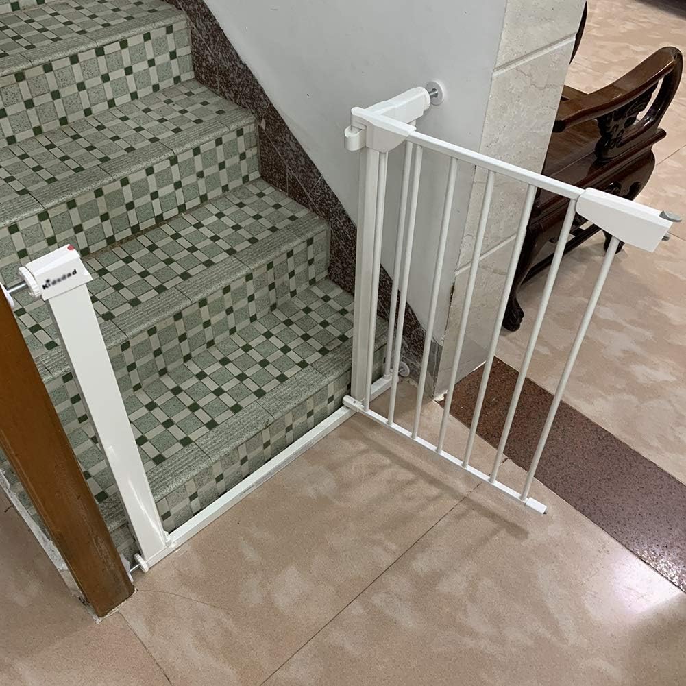 ペットサークル金属安全ゲート、拡張可能なベビーペット自動閉鎖圧力マウント階段-手すり子/65-72Cm