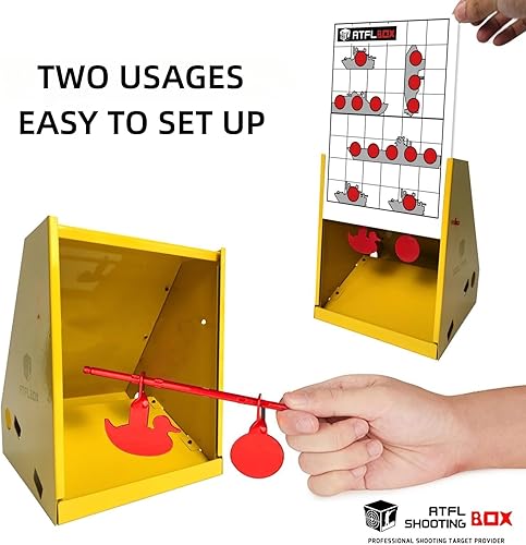 Miniatura 3 de ATFLBOX Objetivo de trampa BB con 20 objetivos de papel de 7 x 9 pulgadas y 2 siluetas de metal, blancos de disparo giratorios para Airsoft, rifle,