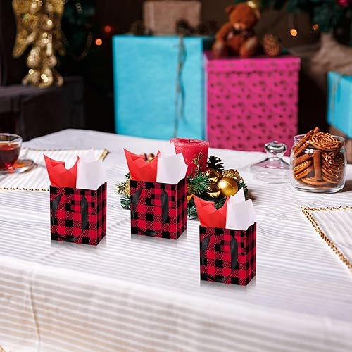 Miniatura 5 de Tenare 12 bolsas pequeñas de regalo para el día de la madre, mini bolsas de papel metálicas con etiqueta de asa y pañuelo, bolsa envolvente para