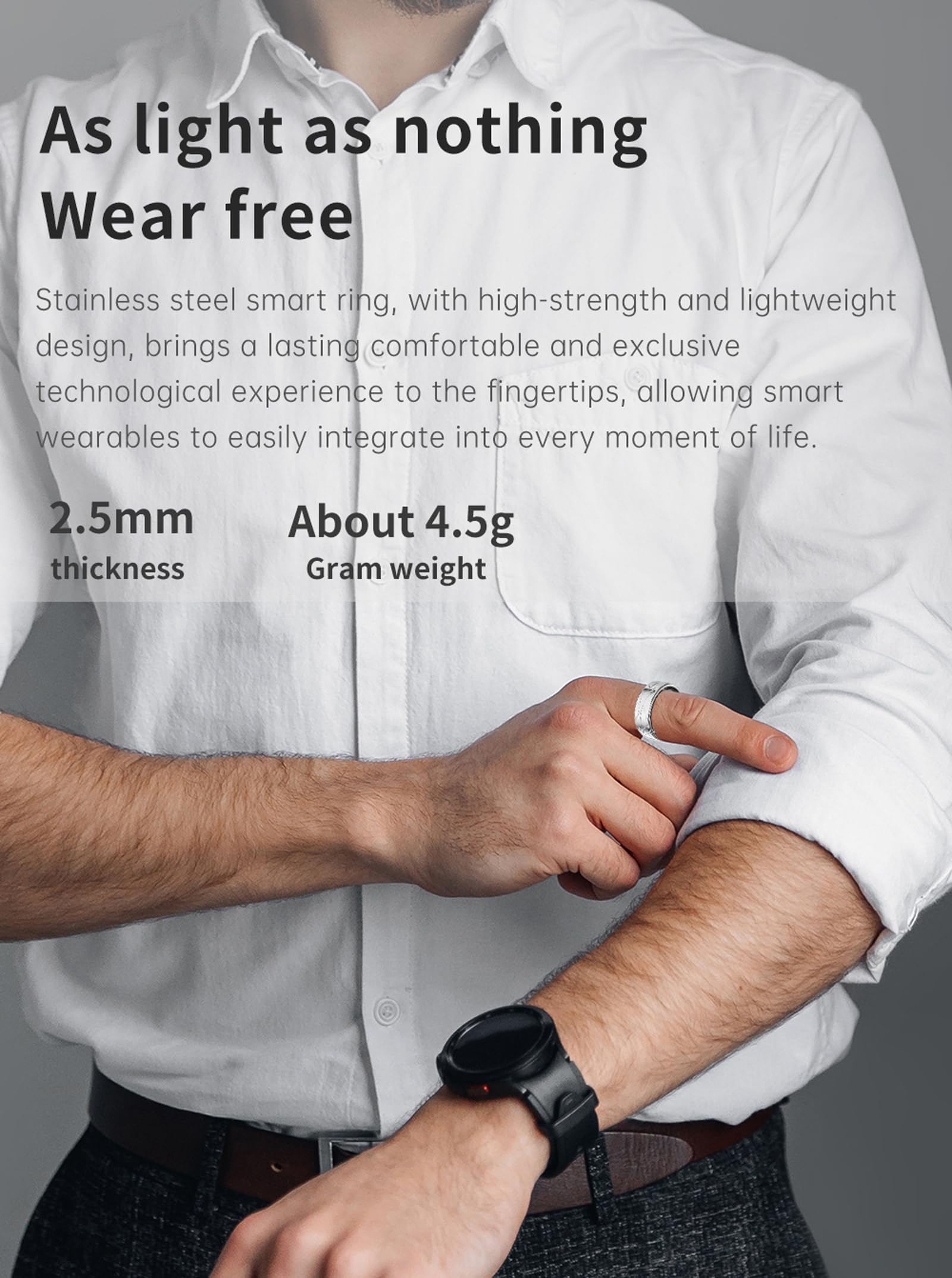 Smart Ring - Anillo de salud para hombres y mujeres, monitor de frecuencia cardíaca, monitor de sueño, monitor de fitness, anillos para hombres, control de gestos, podómetro, contador de pasos