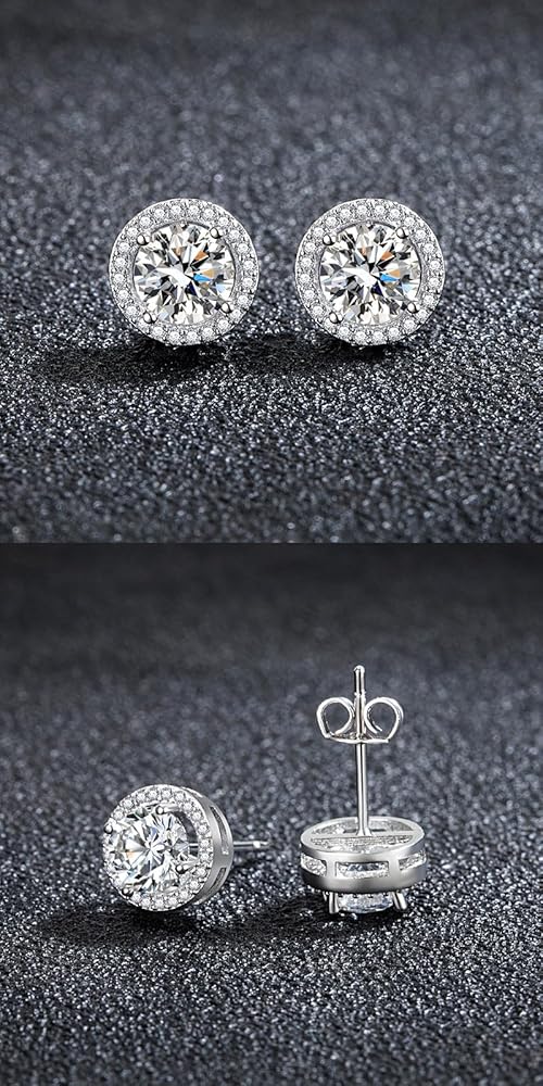 ピアス 18kGF Simulator Dia OneTouch Moisanite Earring Silver 925 Amazon.com: Moissanite Round Stud Earrings, 1 Ct. D Color