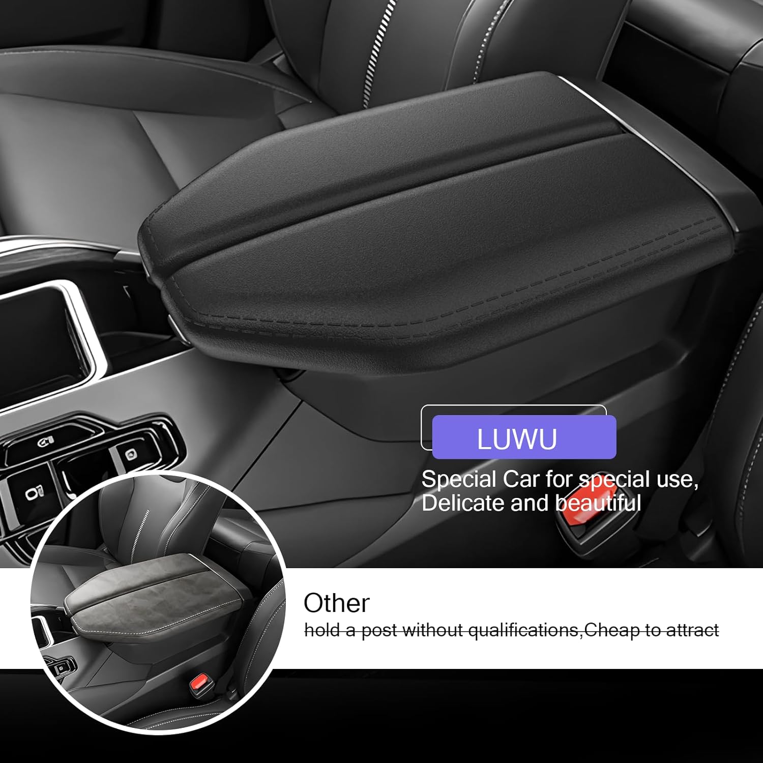 LUWU 2025 2026 TX 350 500h Center Console Cover Compatible with 2024 2025 2026 Lexus TX Accessories TX350/TX 550h+/TX500h Premium/Luxury/F Sport Handling Armrest Arm Rest Console Cover Silicon Black