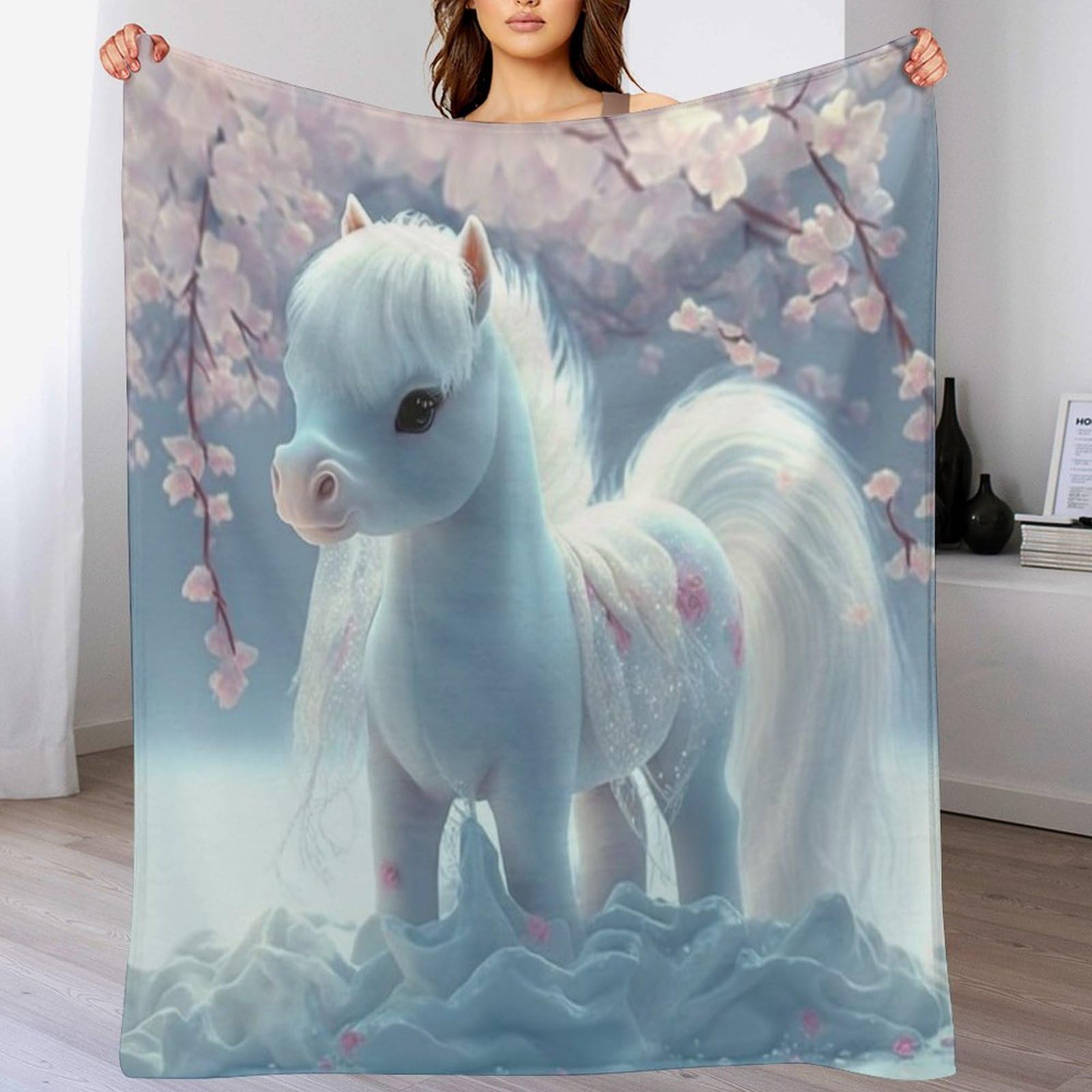 Manta gruesa de caballo infantil de 100x130 cm para sofa o cama