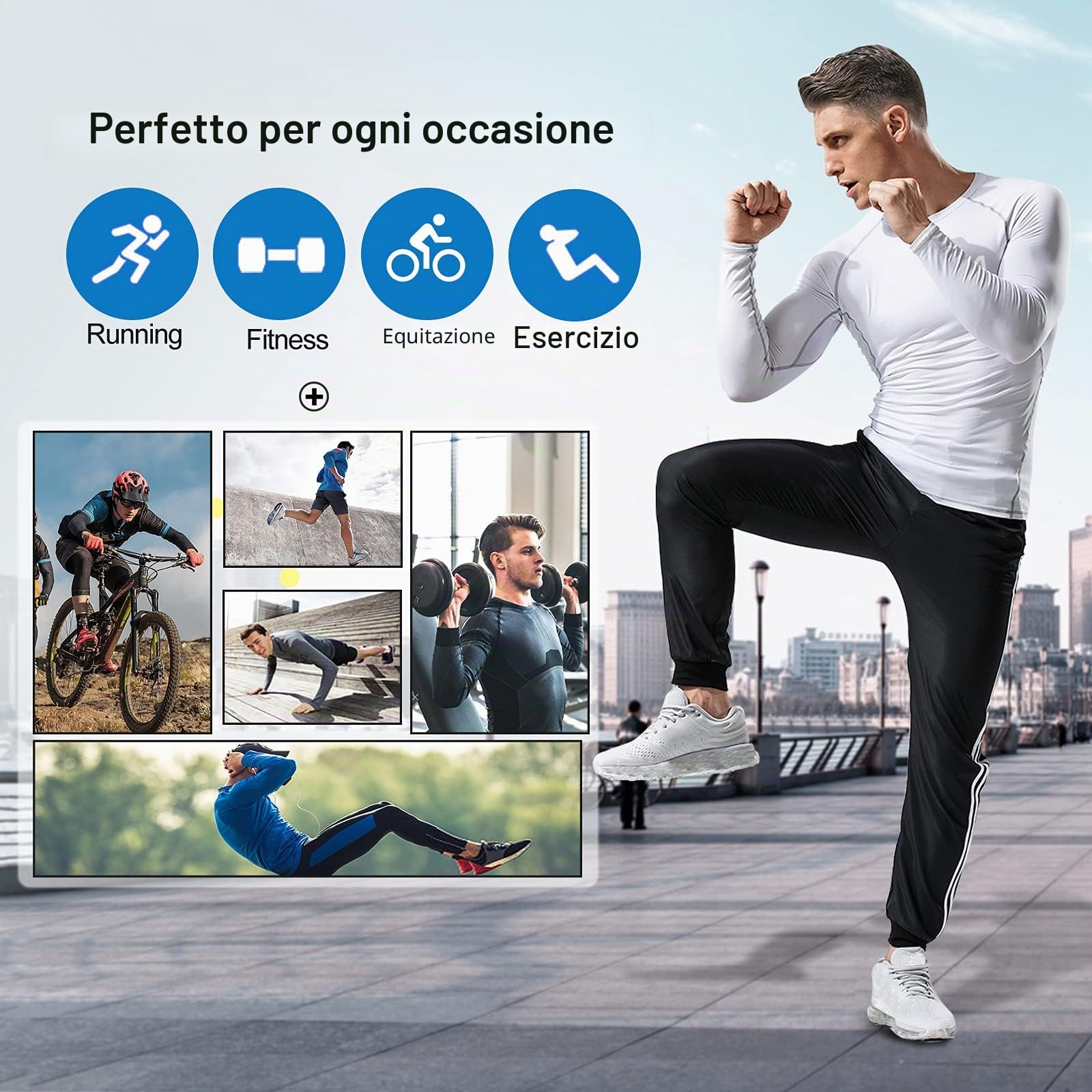 MEETYOO Maglietta Compressione Uomo, Maglie Maniche Lunghe/Corta T Shirt Sportiva per Corsa Ciclismo Fitness