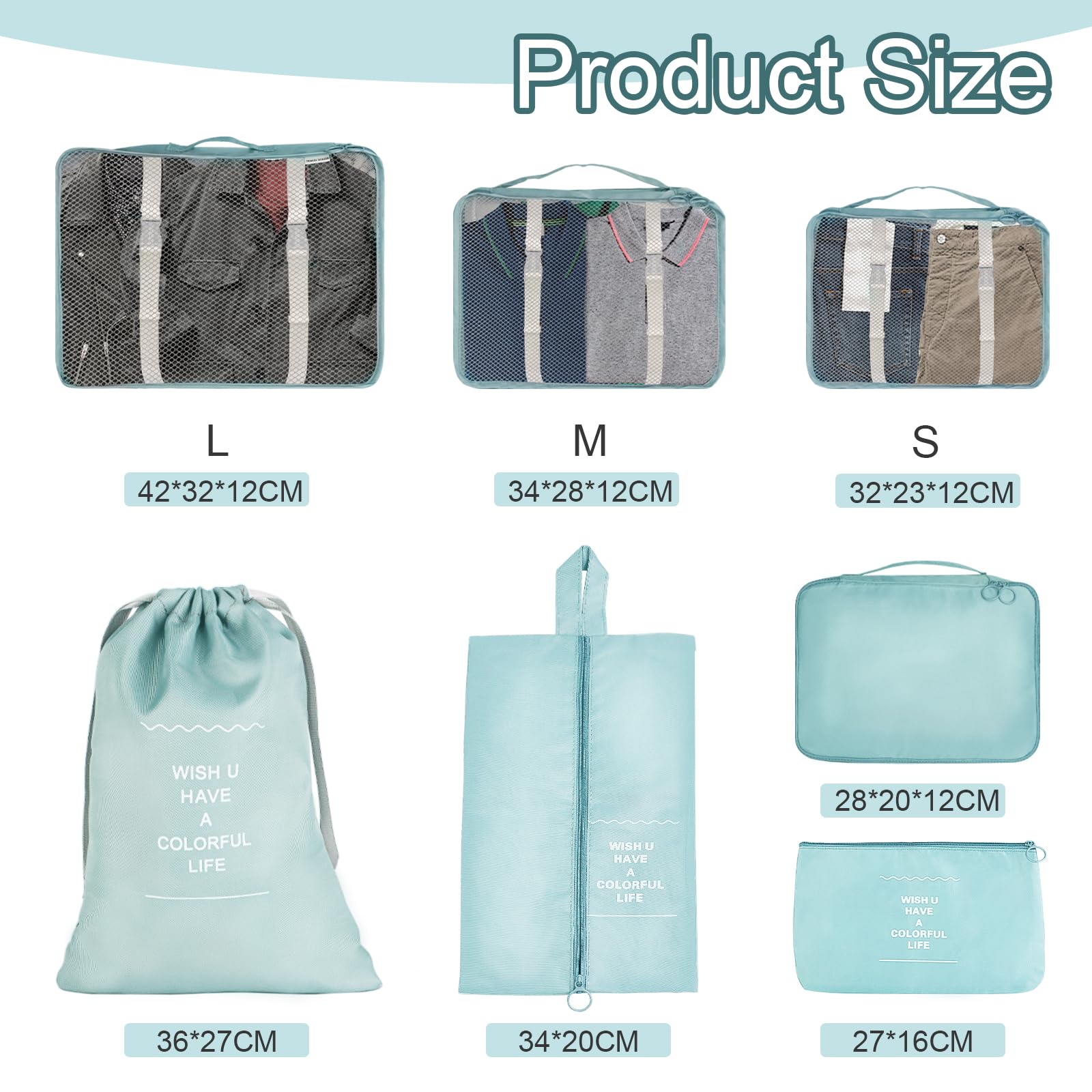 Organizer Valigie, 7 Pezzi Sistema di Cubo di Viaggio, organizzatori valigia viaggio, organizer valigia salvaspazio, per Vacanze e Viaggi, Organizer Valigie Set, Viaggio Accessori Utili