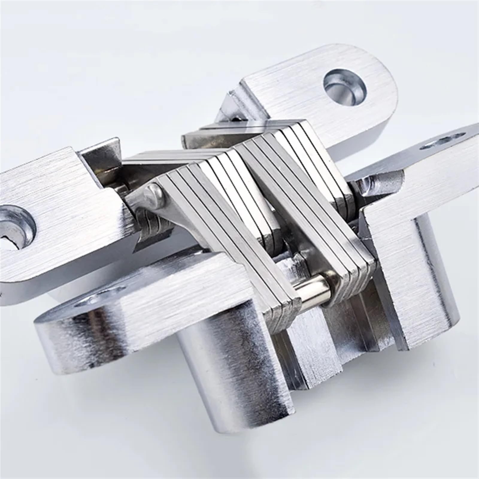 Cerniere Per Ante Cucina Cerniera invisibile a foglia for armadio oscillante a 180 gradi Scatola di legno nascosta Mortasa Finitura satinata con viti per Ante Cucina(Sliver-5)