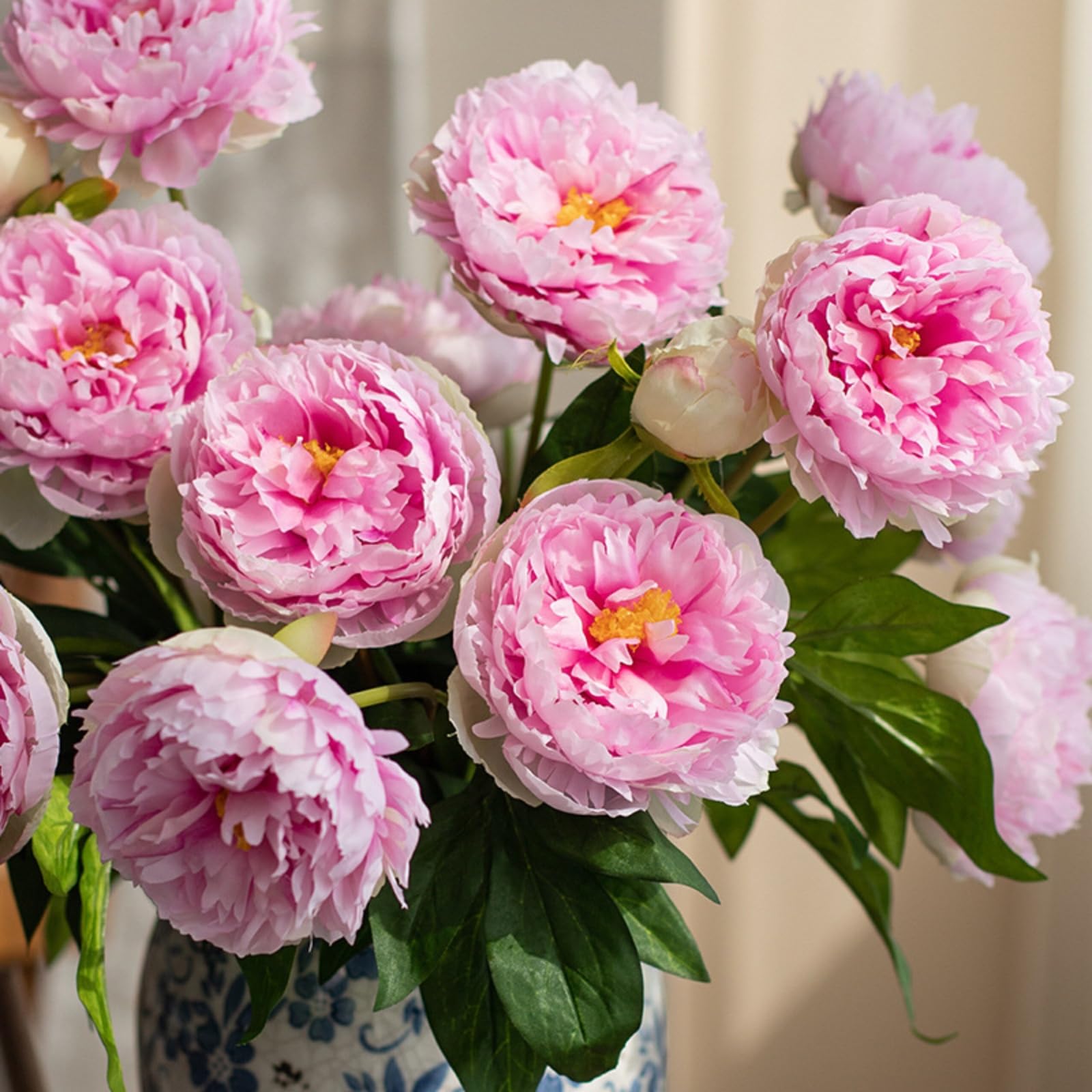 Realistische Pfingstrose Kunstblumenstrauß, Luxuriöse Künstliche Blumen Für Wohnzimmer, Esszimmer, Schlafzimmer, Dauerhafte Dekorative Blumen Ohne Pflege (EIN Set (5 Stück),Rosa)