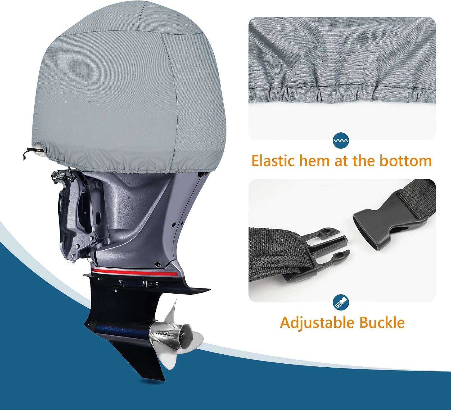 Outboard Motor Cover for Yamaha VMAX SHO Outboard Engine Cover 4-Stroke VF 200 225 250 HP MAR-MTRCV-ER-SH, Waterproof 600D Oxford with Cotton Lining,Boat Engine Hood Cowling Cover