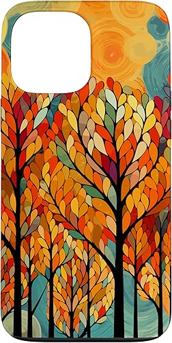 iPhone 13 Pro Max Otoño y coloridas hojas y árboles de otoño, funda temática de color de otoño