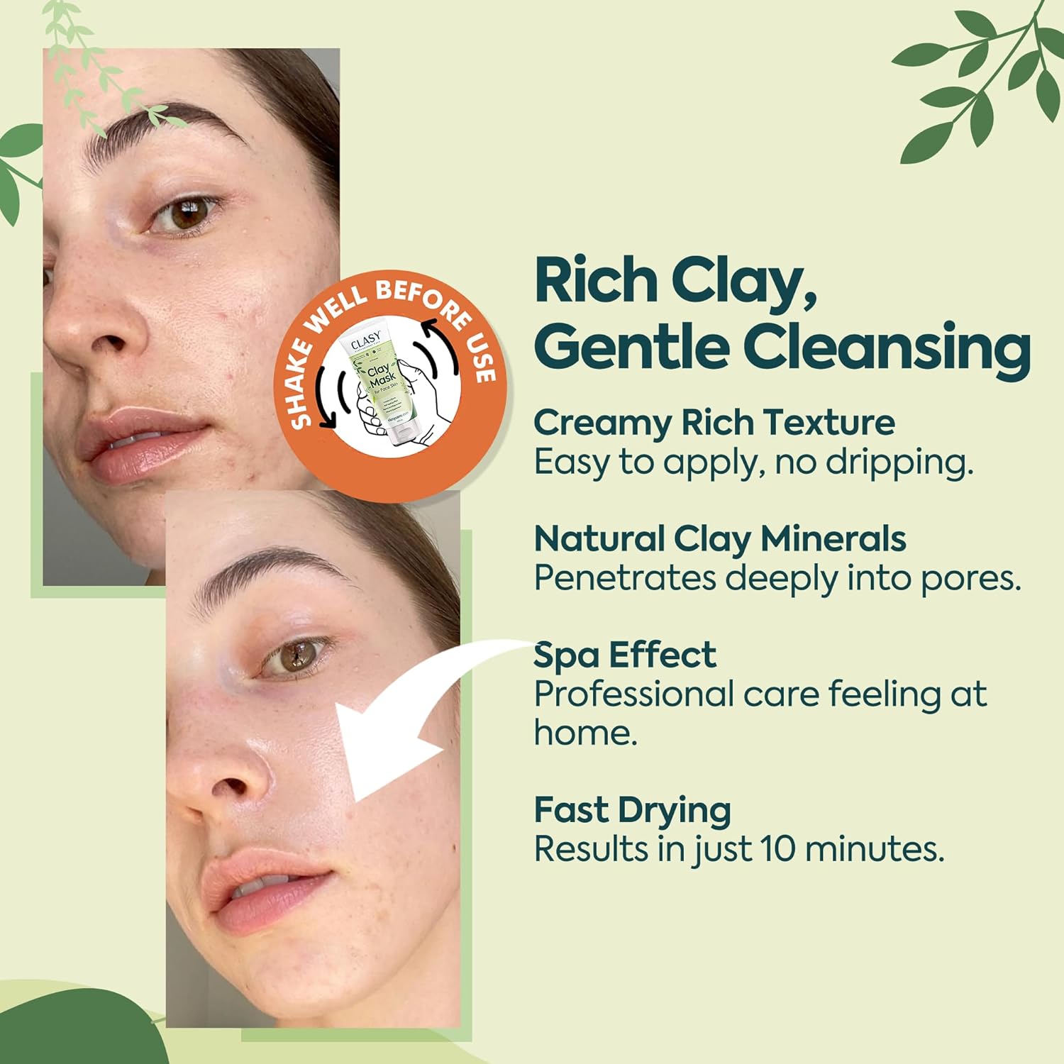Clay Mask for Face – Pore Firming & Deep Cleansing Face Mask | Anti-Blackhead | Oil Balancing | Moisturising & Natural Ingredients, 100ml - Image 5