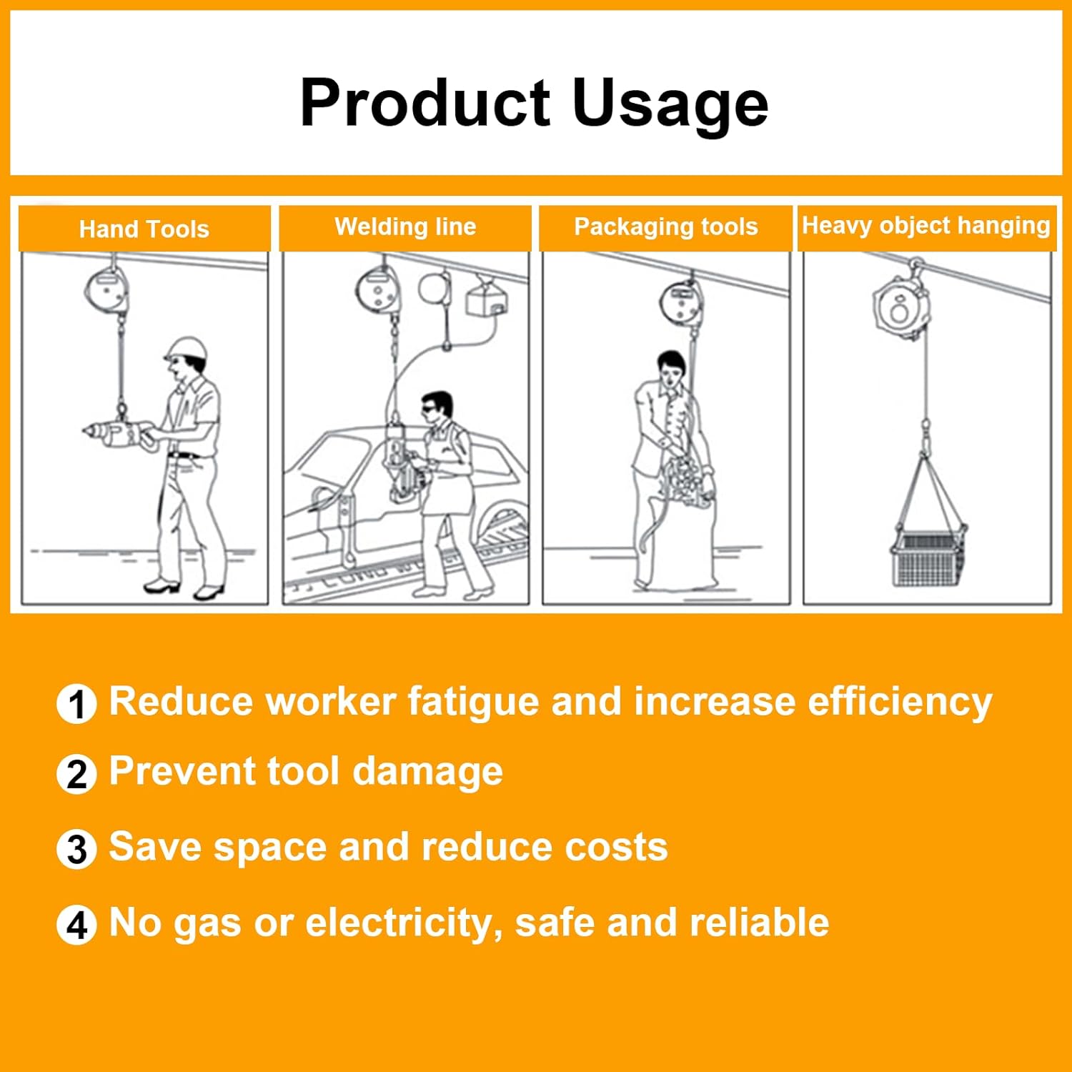 Retractable Spring Balancer, Retractable Spring Balancer with 1.5 m Steel Cable, Retractable Spring Balancer for Assembly Line for Hanging and Fixing Tools (5-9 kg)