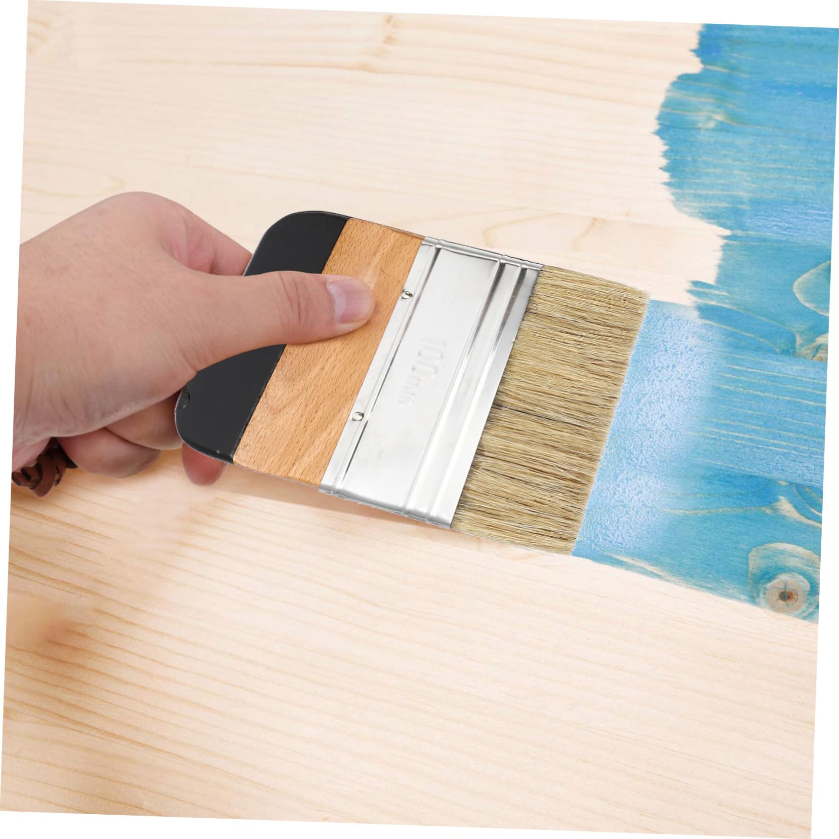 Lot de 5 Set de Pinceaux Ronds à Manche en Bois pour Peinture et Cire