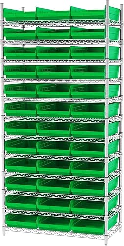 Vista 5 de Akro-Mils 30178 - Caja de plástico para estantes anidados, (18 x 11 x 4 pulgadas), verde, (paquete de 12)
