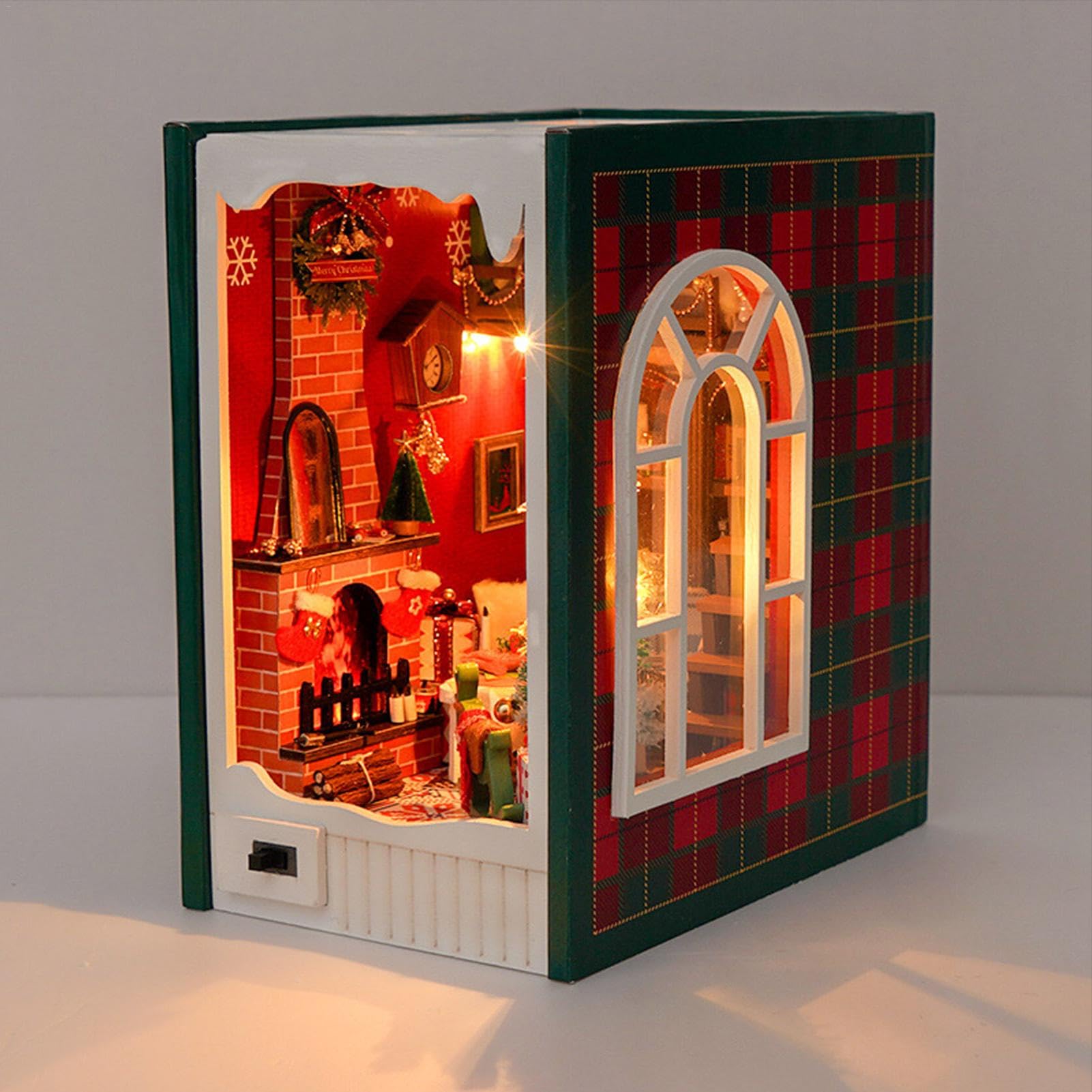 Kit Book Nook Miniature De Noël – Maquette En Bois à Construire Avec Lumière LED, Décoration Pour étagère