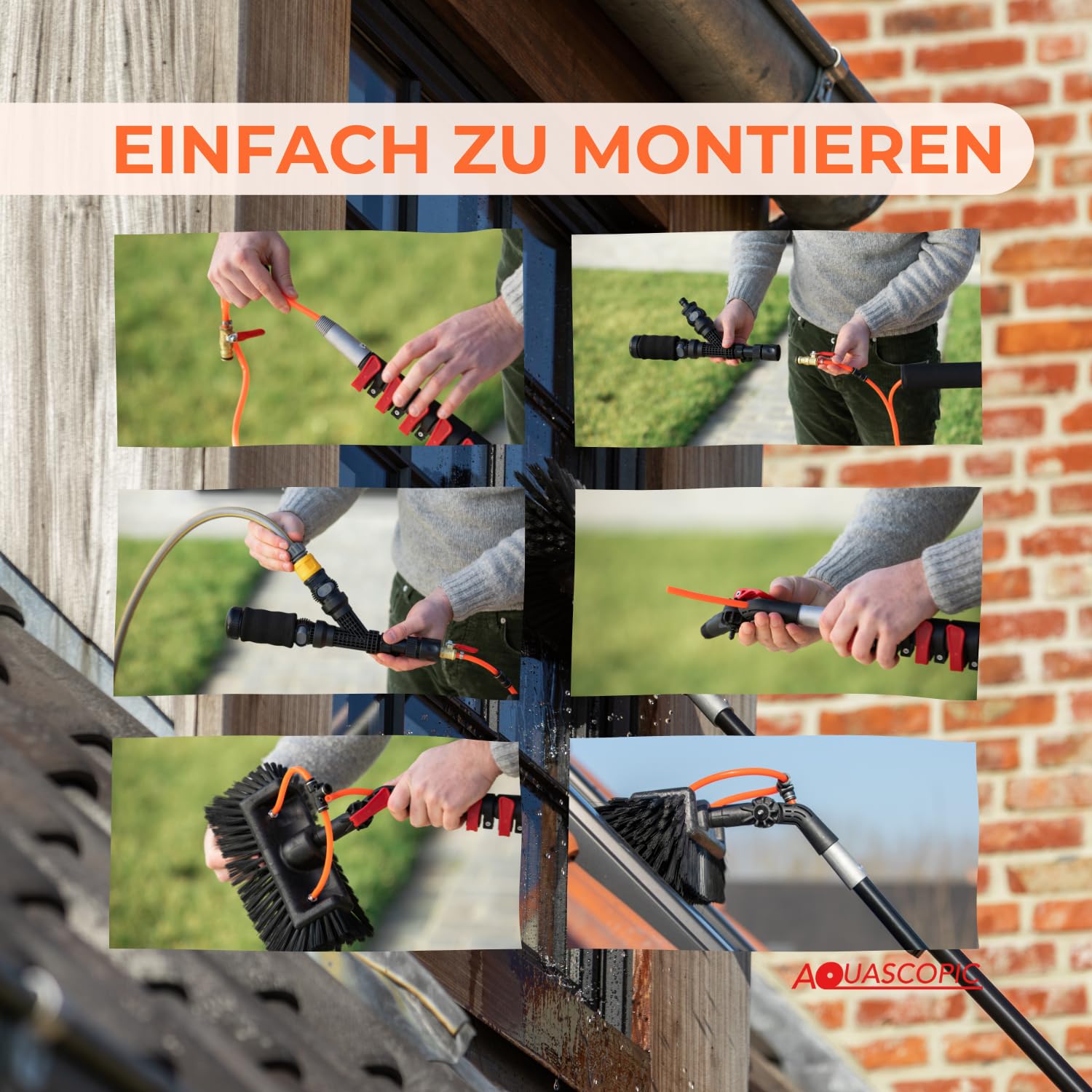 TELESKOPSTANGE 7,2 M Set für solaranlagen und Fenster - teleskopstiel wassergefüllte - Telescopic Pole