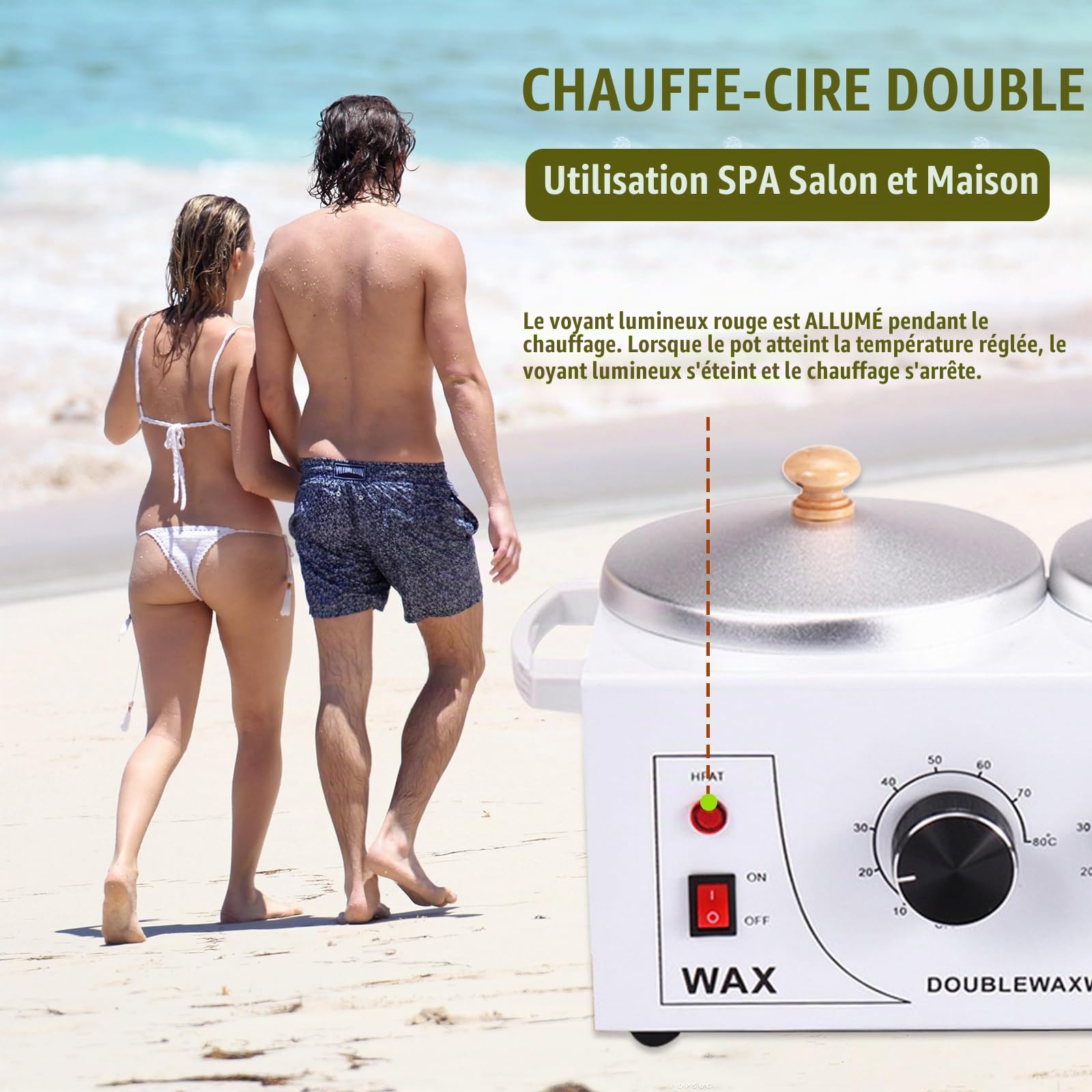 200w 1,000ml PoêLe Double Chauffe Cire Epilation Professionnelle, Muet Machine A Cire Epilation, Appareil Cire Epilation, Roll On Cire Epilation pour Tous Les Types De Cheveux