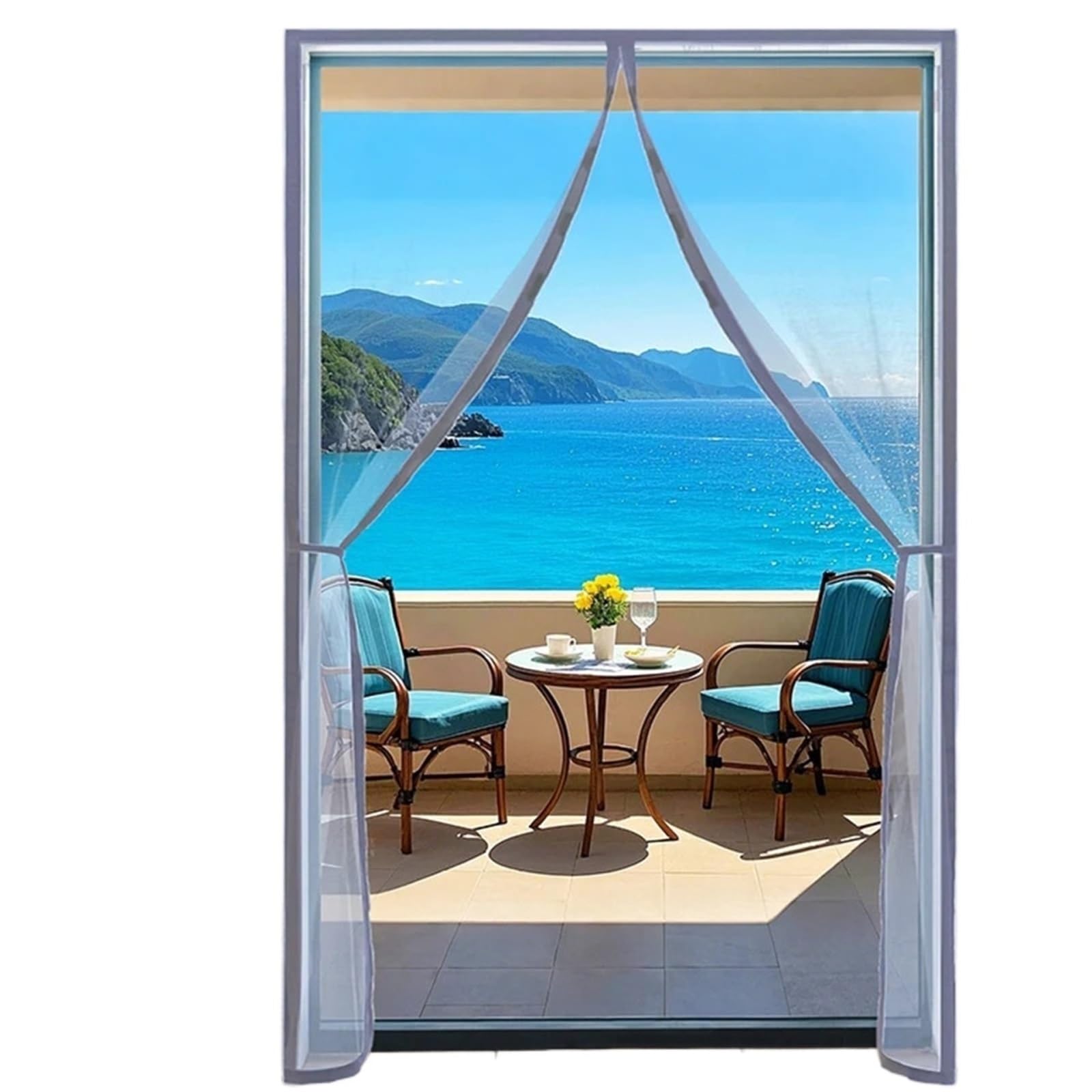 Moustiquaire magnétique grise 110x200 cm pour porte de balcon d'été