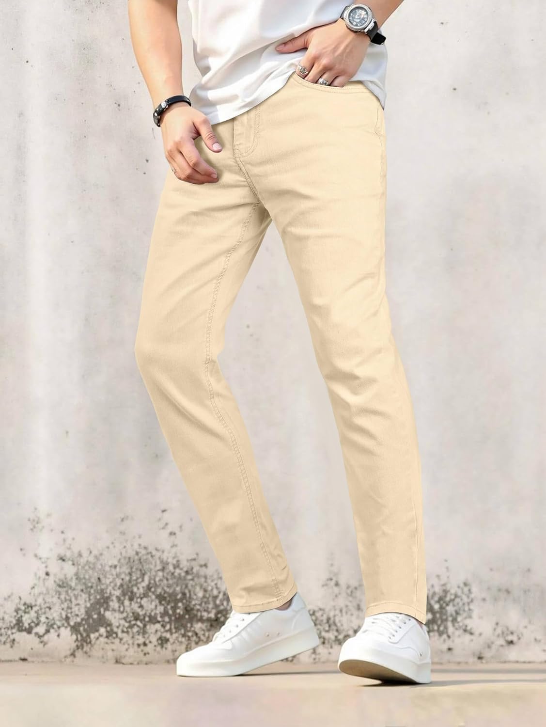 Heyfanee Mens Lightweight Jeans Slim Fit Stretch Denim Pants for Men