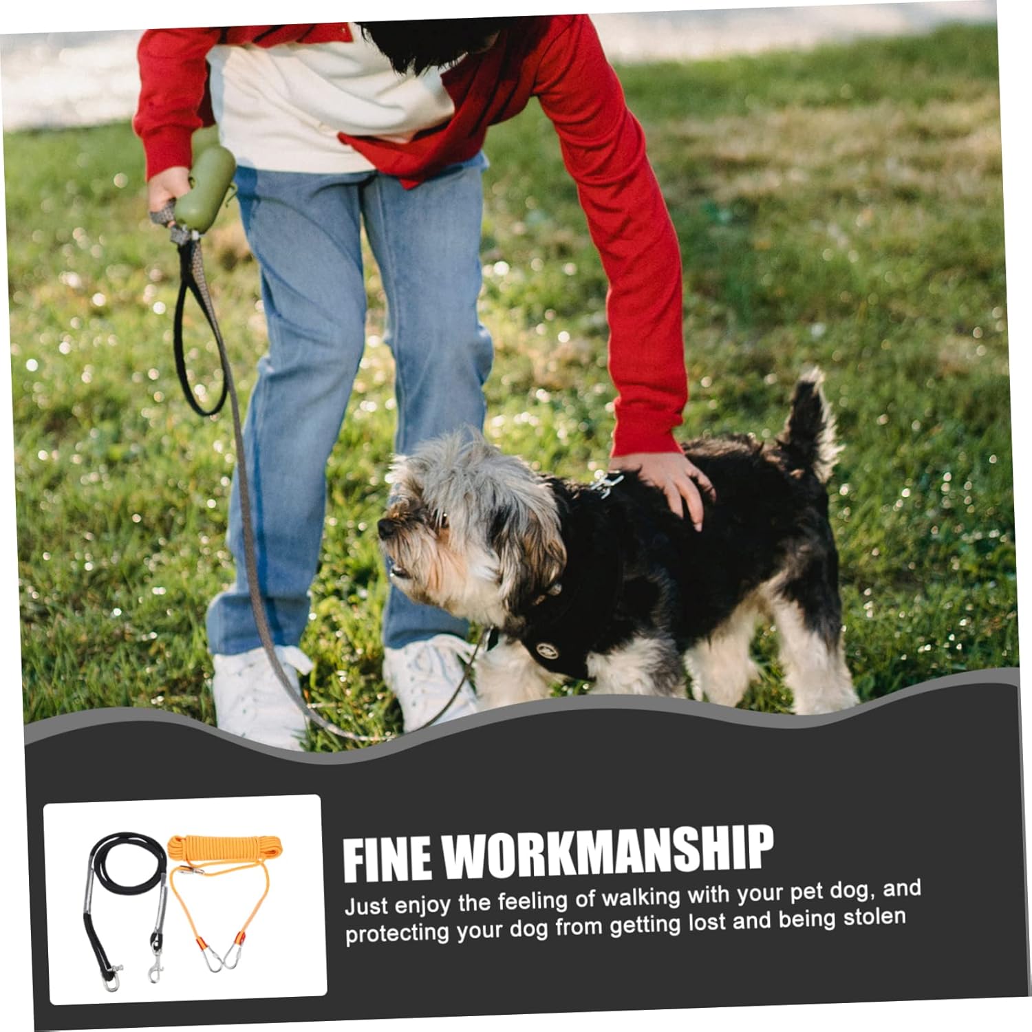 BESPORTBLE Pet Dog Tie Out Cable Dog Camping Cable No Dead Angle Hook Long Leash for Tie Out Puppy Walking Belt Camping Chain Outdoor Pet Supply